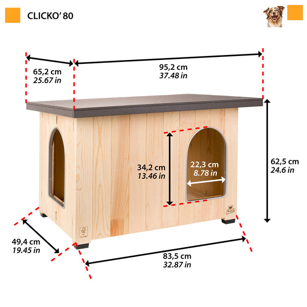 CLICKO wooden dog kennel