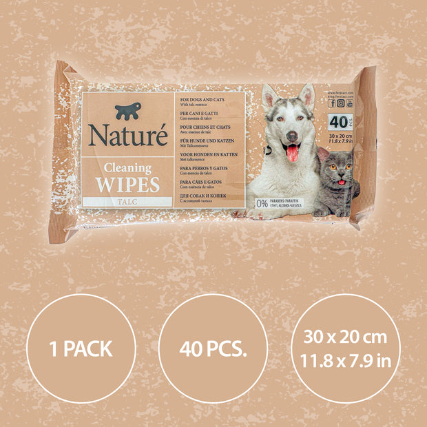 TALC DOG AND CAT WIPES NATURÉ (X40)