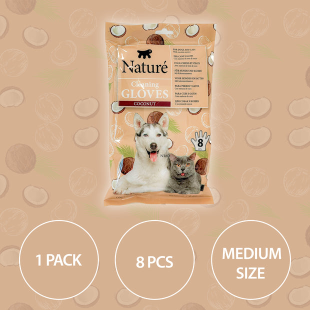 COCONUT CLEANSING DOG AND CAT  GLOVES NATURÉ (X8)