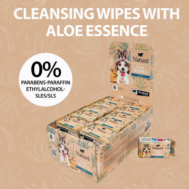 TRAVEL POCKET WIPES FOR DOGS AND CATS NATURÈ (x8)